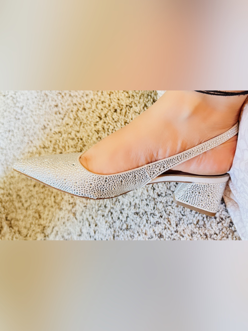 Bandolino Silver Crystal Slingback Block Heels